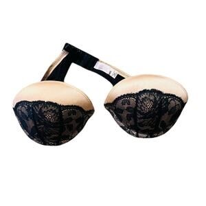 Cream and Black Lace Victoria Secret Very Sexy Strapless Bra Size 36B